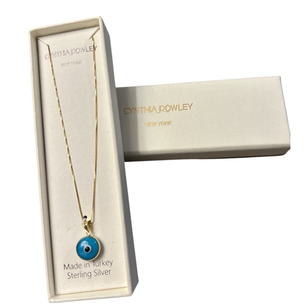 Cynthia Rowley Gold and Blue Evil Eye Necklace